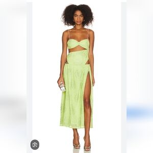 For Love And Lemons Lime Green Maxi Dress